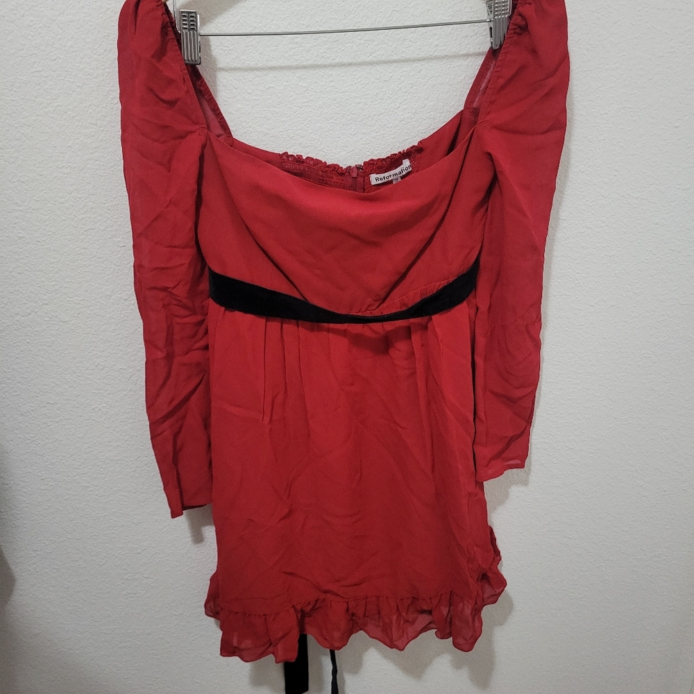 REFORMATION Silves Mini Long Sleeve Babydoll Winter Formal Dress Size 10 - Picture 5 of 8
